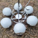 Suspension chrome, 8 spots "eye balls", space age, white