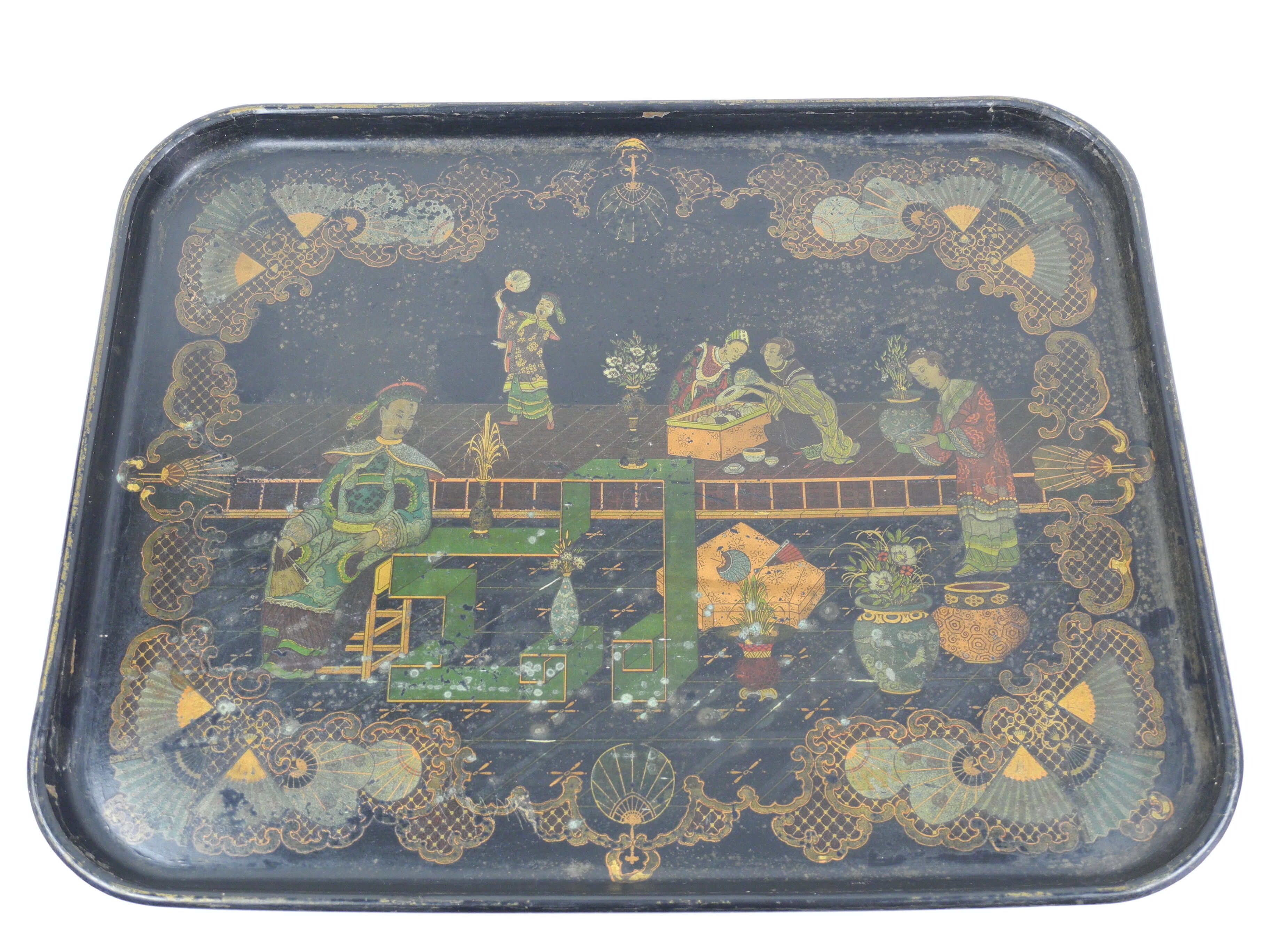Napoleon III boiled cardboard tray old boiled cardboard tray