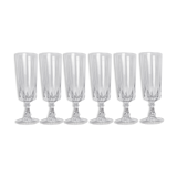 Set of 6 crystal champagne flutes of Arques model Louvre