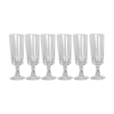 Set of 6 crystal champagne flutes of Arques model Louvre