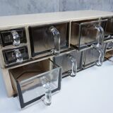 Vintage wood and glass kitchen container cabinets, set of 2