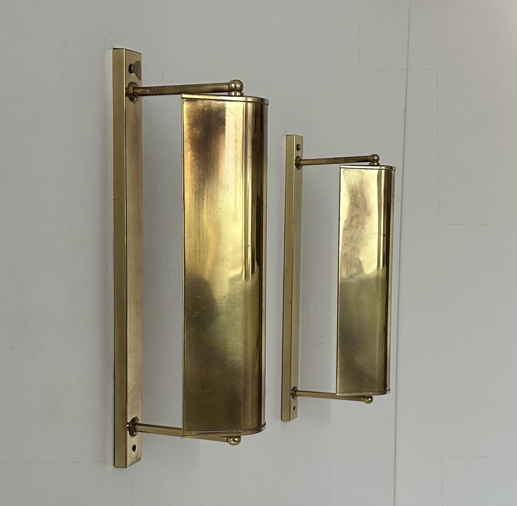 Pair of vintage adjustable brass wall lights, France, 1960s