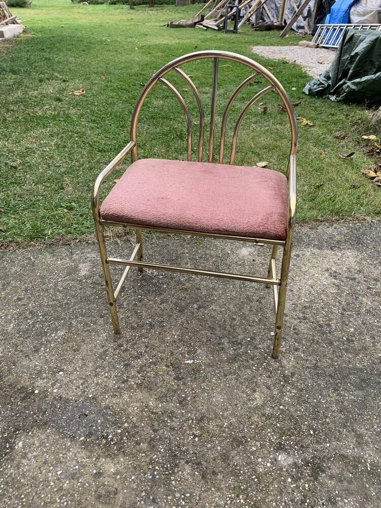 Vintage Dressing Stool in Brass, 1950s