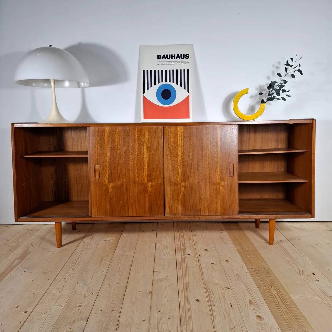 Vintage teak sideboard with sliding doors – Danish design