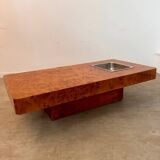 Italian design elm burl coffee table from the 70s Roche Bobois