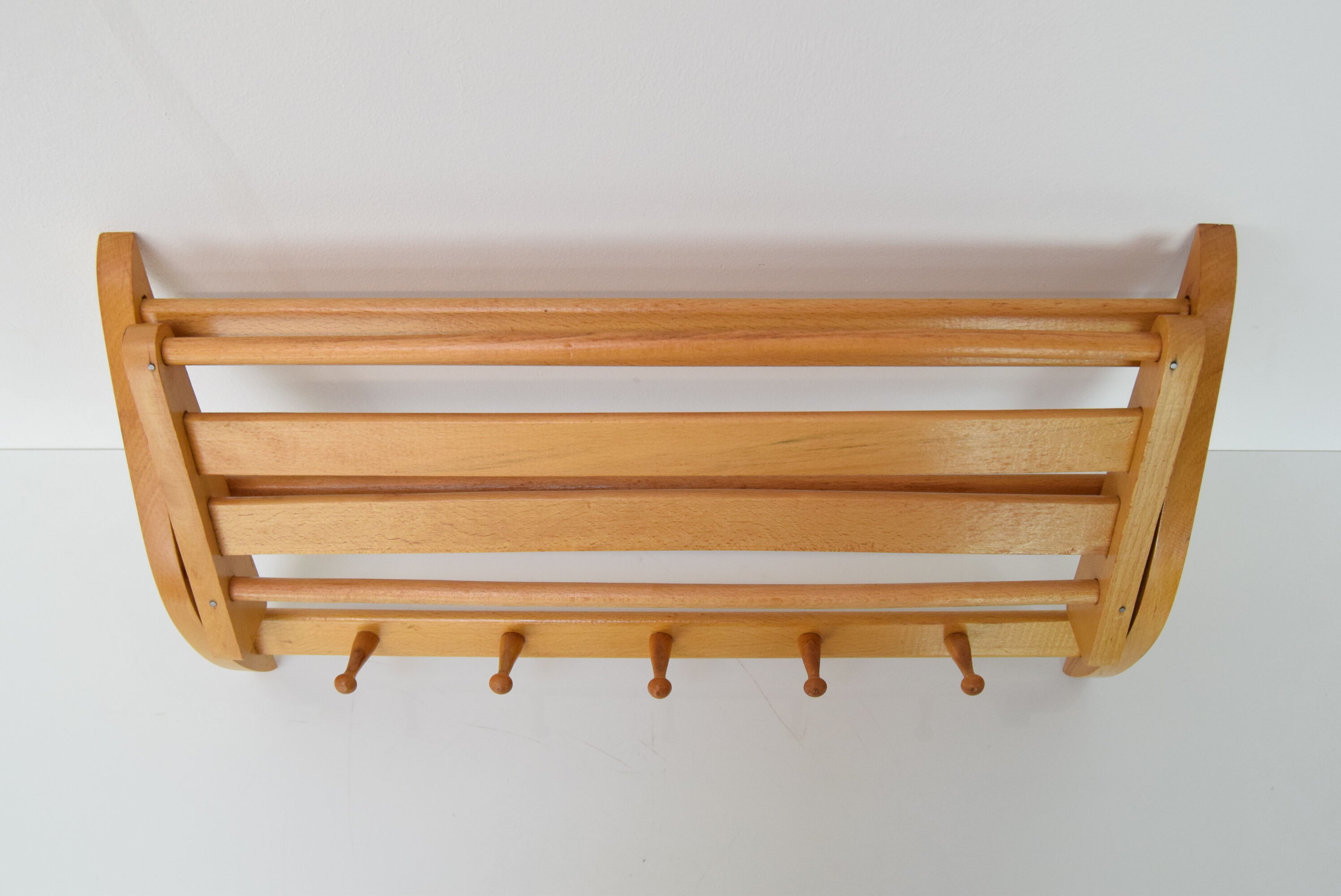 Mid-century wall folding  hanger and shelf, 1960's.