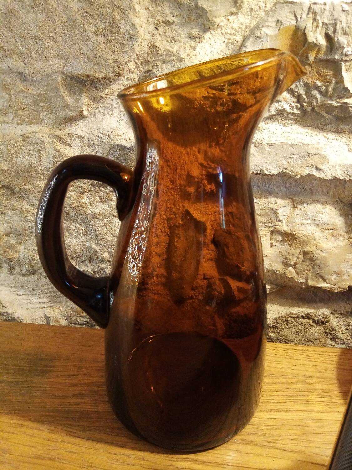 Carafe verre bullé ambré