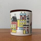 German ceramic box or mid-century biscuit jar with a teak lid by SMF Schramberg Keramik, 1960s