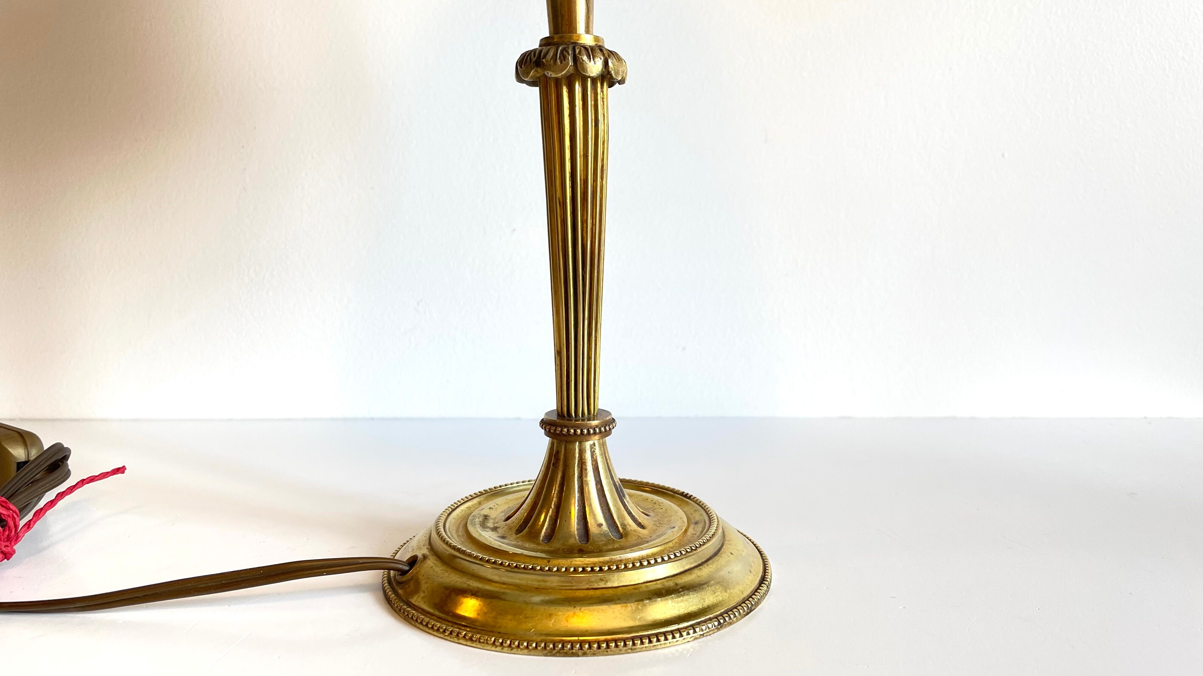 Lamp solid brass and vintage fabric