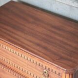 Wooden furniture with 3 drawers in Louis XVI style, chiffonnier table.