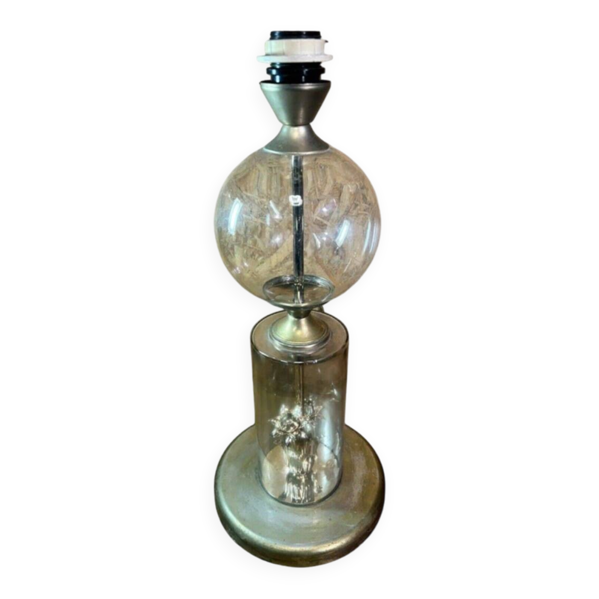 Large vintage lamp See Delmas 1970s glass and metal modern design