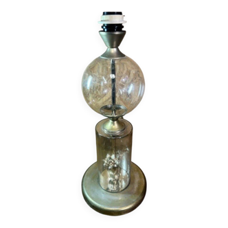 Large vintage lamp See Delmas 1970s glass and metal modern design