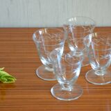Set of 4 aperitif glasses with stylized branch motif