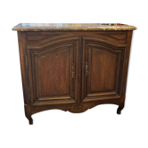 Oak hunting buffet in Louis XIV style, 18th century, with a marble top.