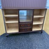 Enfilade Art deco chippendale Mid-century vintage 1950 Ronce de noyer