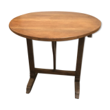 Table Vigneronne ronde ancienne en chêne Bois Massif Pliante