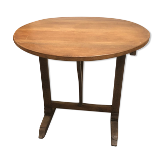Table Vigneronne ronde ancienne en chêne Bois Massif Pliante