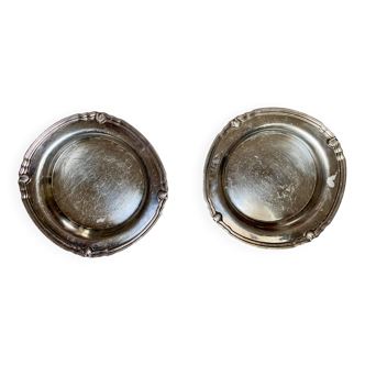 Pair of Christofle silver metal bottle coasters