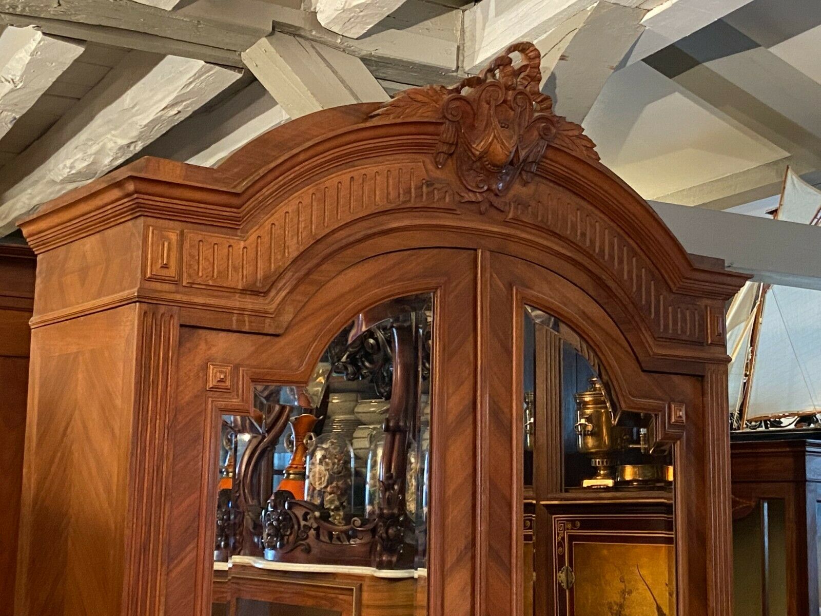 Wardrobe with pediment late nineteenth with Louis XVI style mirrors
