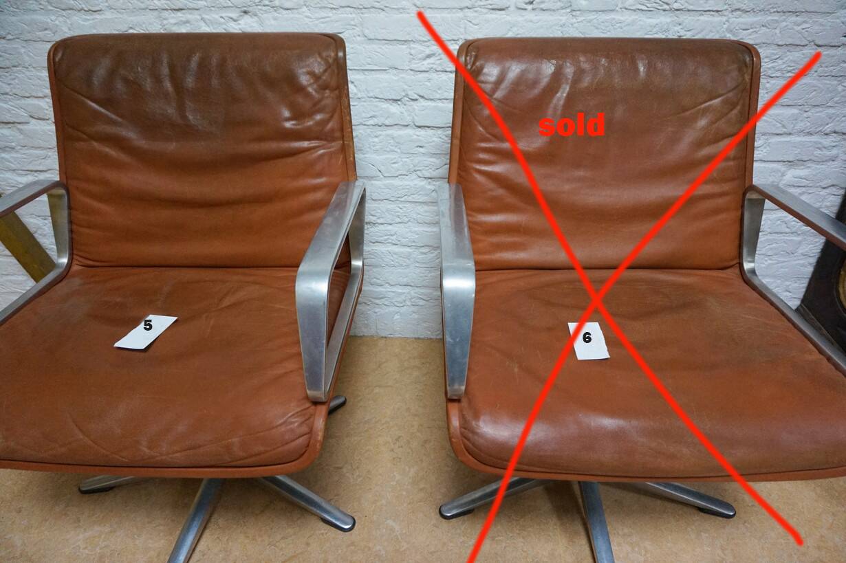 Cognac leather armchair by Delta 2000 for Wilkhahn, Germany, 1960s