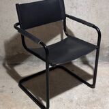Bauhaus Cantilever Chair Black Leather on Black Chrome