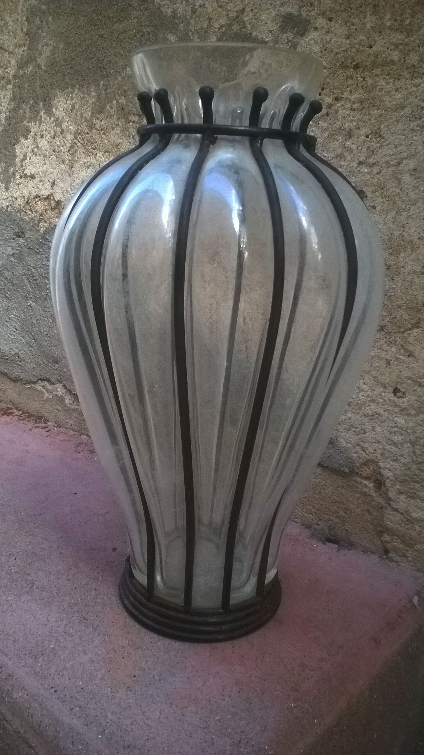 Vase vintage "verre et fer forgé"