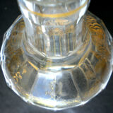 Carafe à alcool, flacon cristal Baccarat Saint-Louis, arabesques facettes or fin