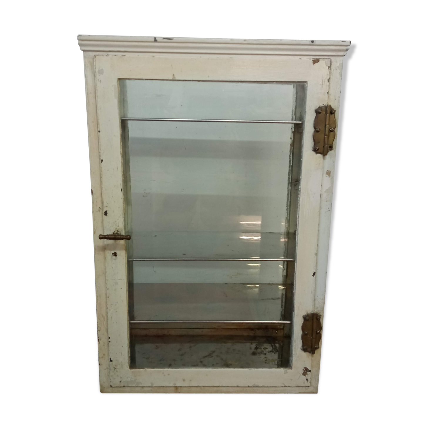 Ancient medical showcase in metal