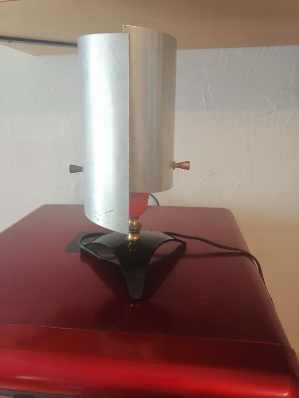 Lampe  chevet bureau style guariche rockabilly acier brosse 1960