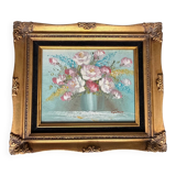 Tableau: oil on canvas - still life with flowers