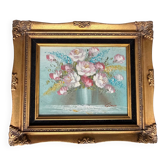 Tableau: oil on canvas - still life with flowers