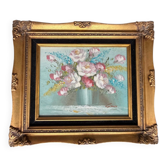 Tableau: oil on canvas - still life with flowers