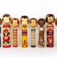 Decorative Naruko Kokeshi doll sculpture from northern Japan, hand-painted.