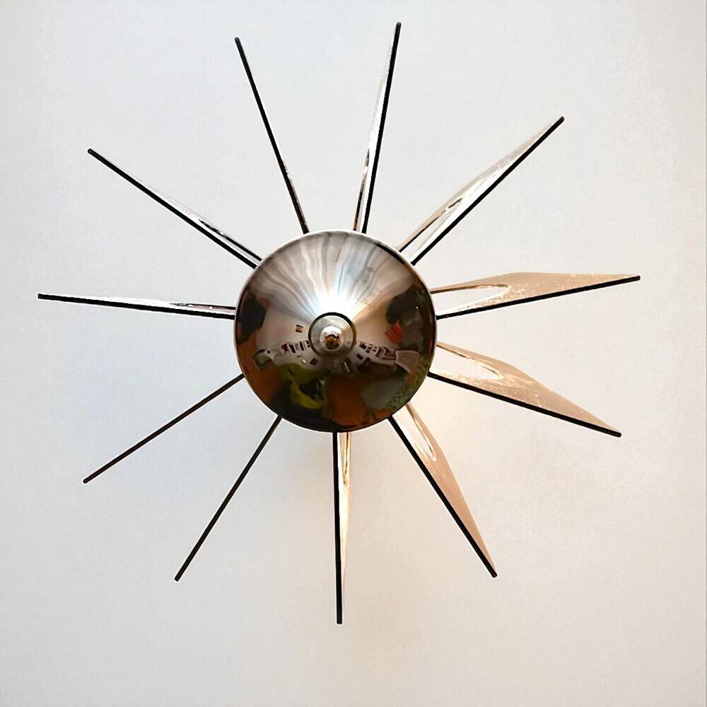 Mid Century Modern chromed chandelier for 3 lights