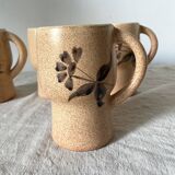 70s flowery stoneware mugs