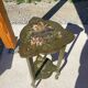 Wooden pedestal table or side table painted with floral motifs