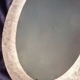 Erco large oval wall light with mirror in melted ice acrylic, 1970s