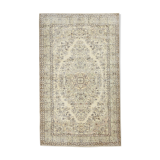 5x9 faded beige wool handknotted oushak rug, 276x166cm