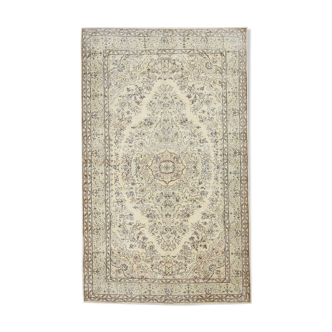 5x9 faded beige wool handknotted oushak rug, 276x166cm