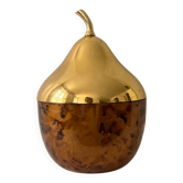 Seau à glace stylisé poire - lucite ecaille de tortue & laiton, France 1970
