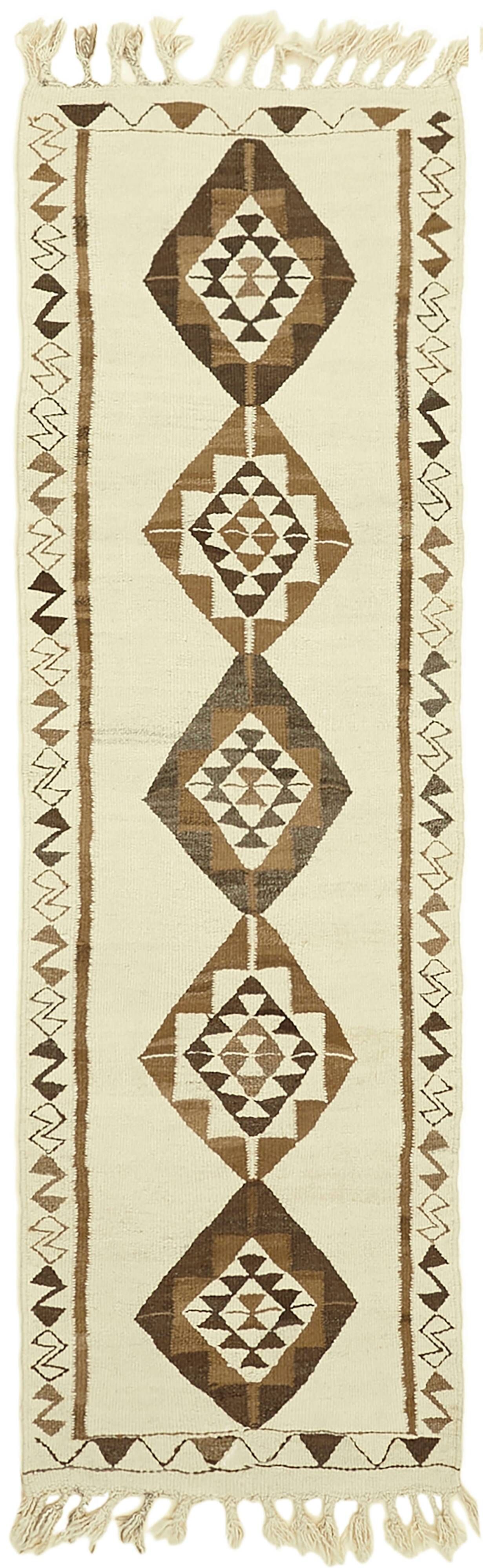 Turkish Handwoven Vintage Herki Kilim 96 cm x 290 cm