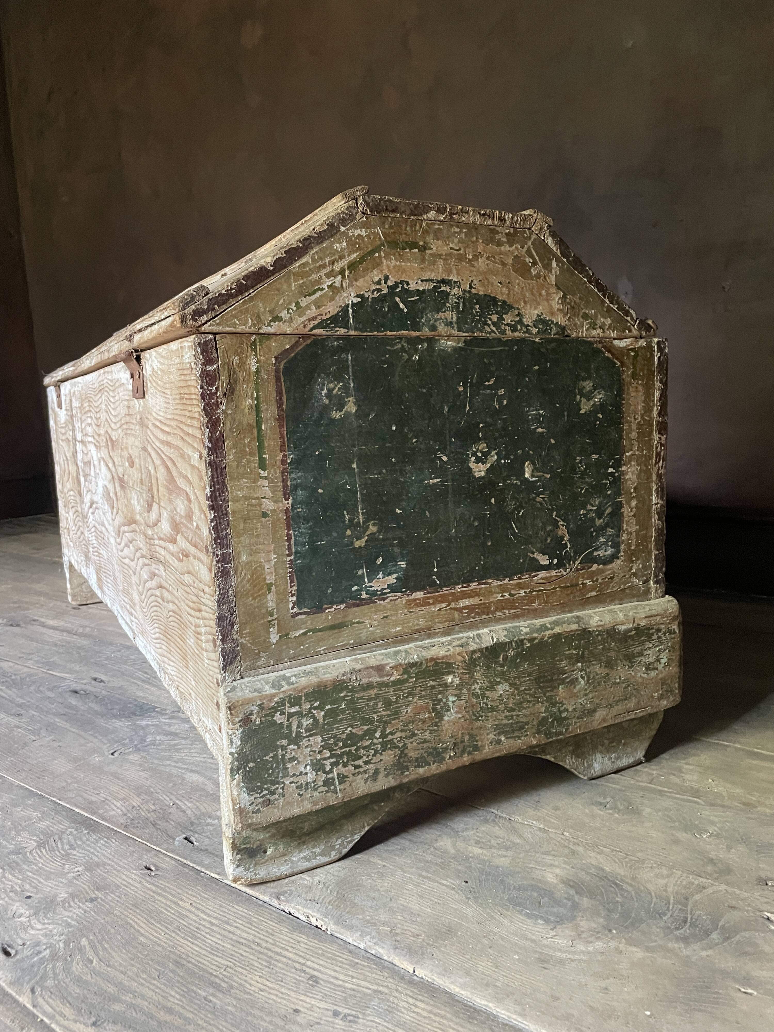 Large Antique 19th Century Continental Painted Pine Blanket Chest | Antique