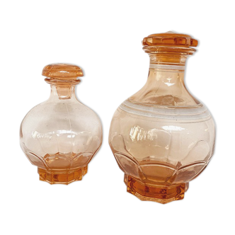 Set of 2 pink decanters