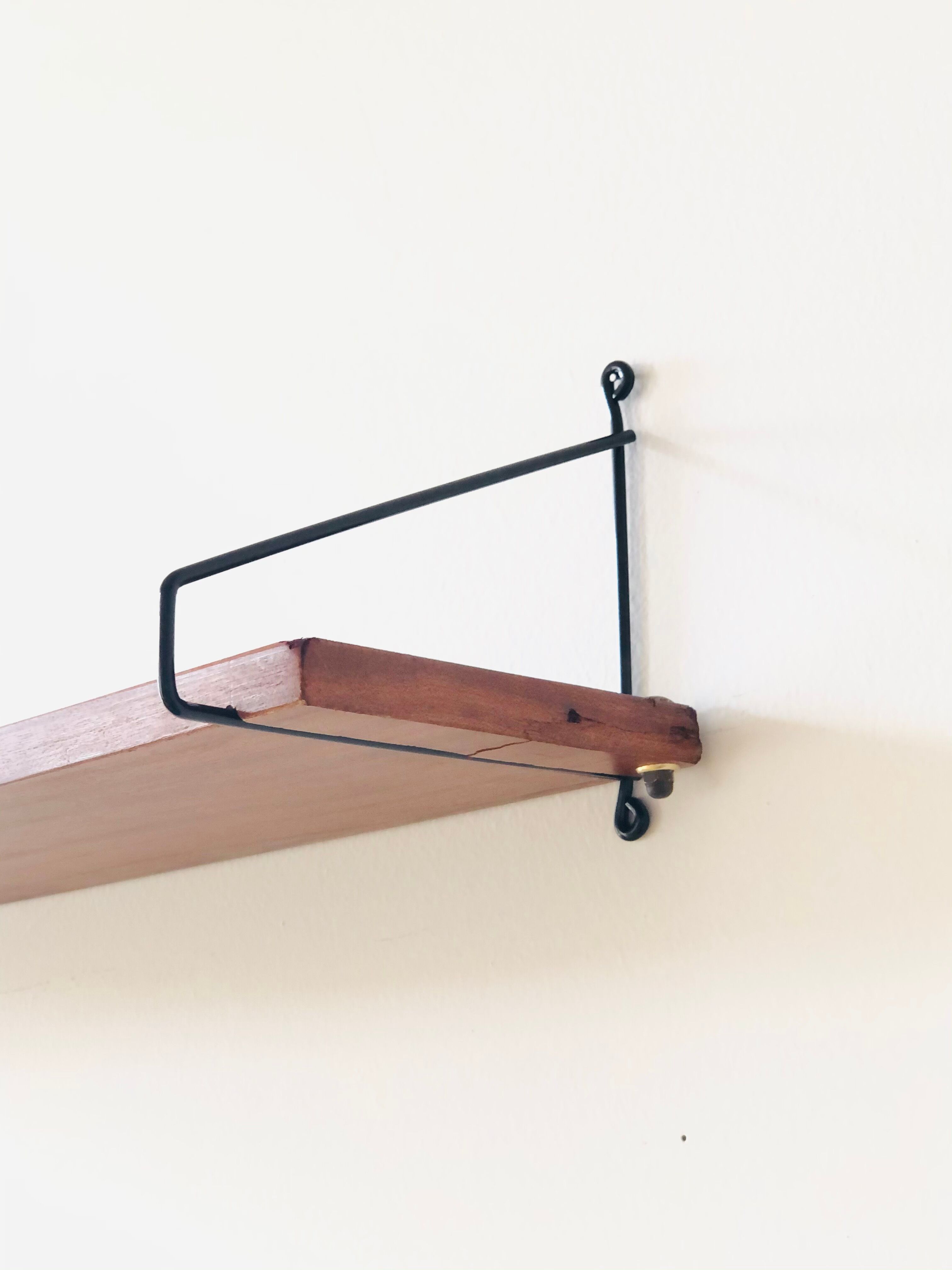 Wall shelf L82cm metal and wood