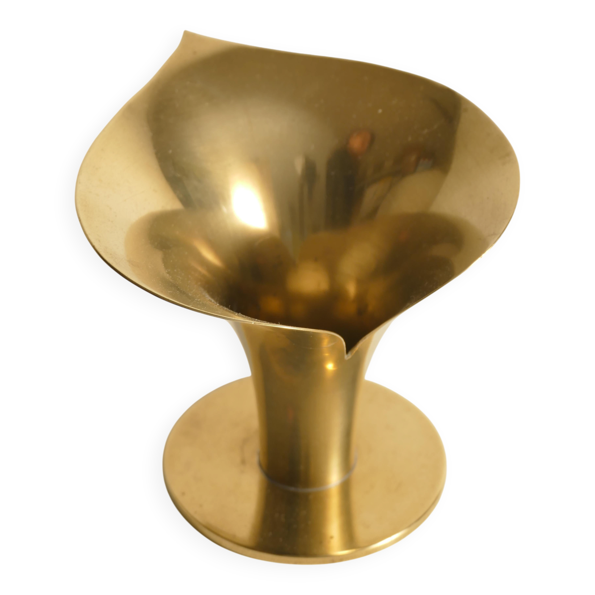 Art Deco Brass Calla Lily Candle Holder by Carl-Einar Borgström for Ystad-Metall
