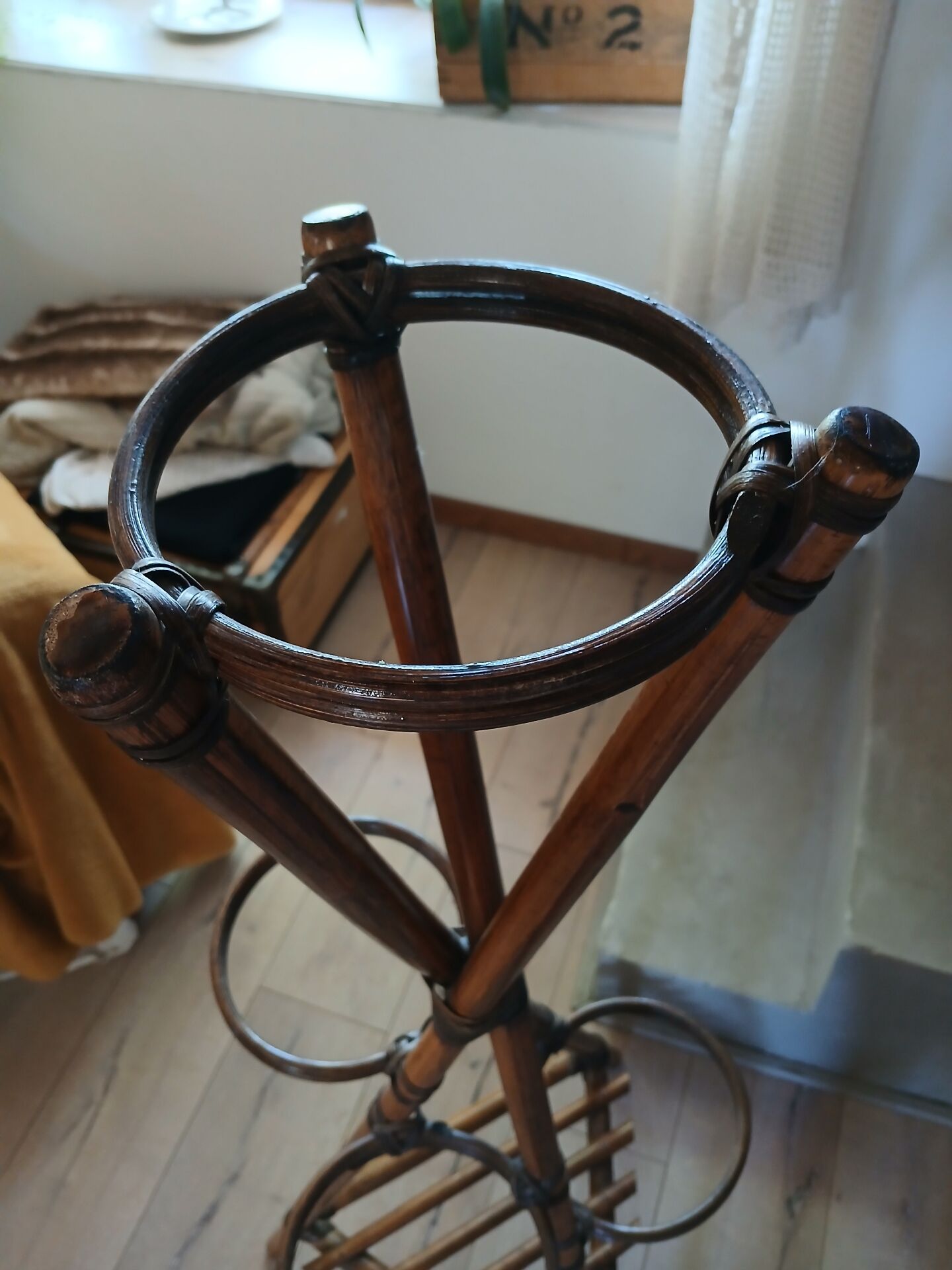 Large vintage bamboo plant stand