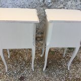 Pair of Louis XV style bedside tables patinated beige
