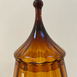 Large XL candy jar Empoli Italy in amber blown glass - 1960s