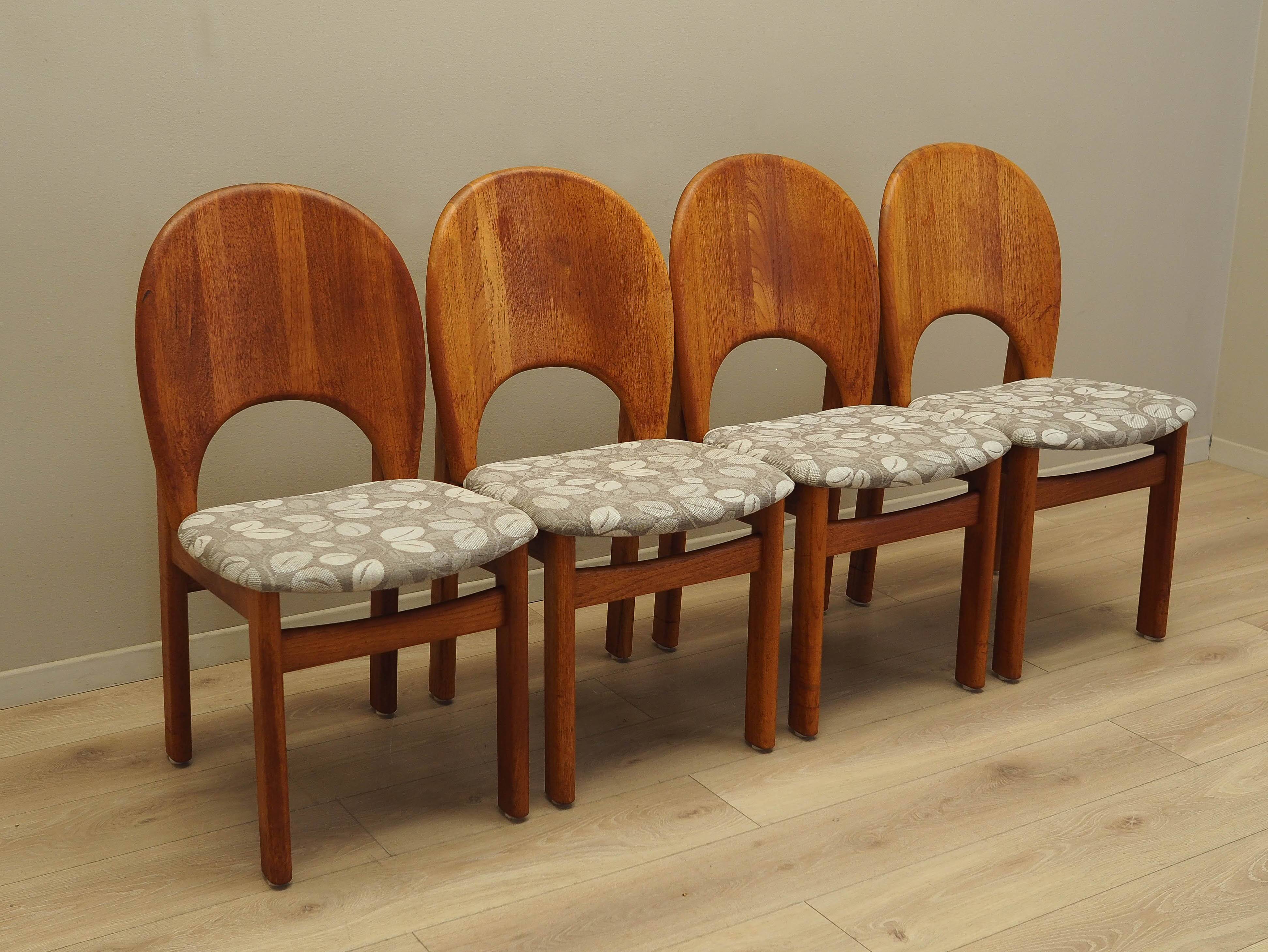 Set of four teak chairs, Danish design, 1960s, designer: Niels Koefoed, man
