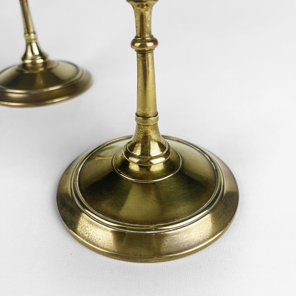 Pair of brass candle holders